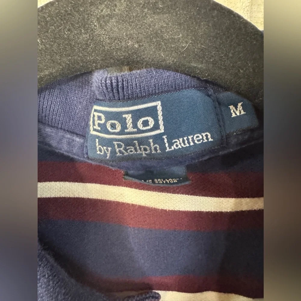 Polo by Ralph Lauren Men's Blue and Red Striped Polo. Medium. Great Condition.